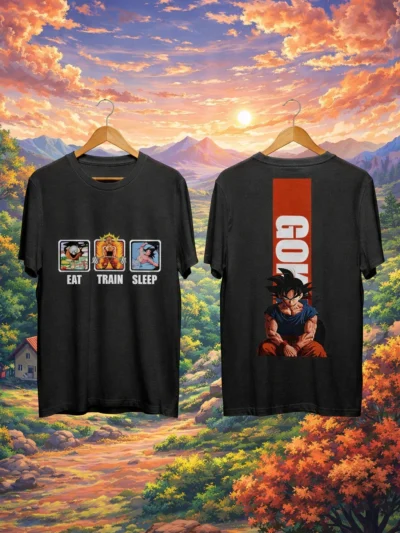 Goku Eat Train Sleep T-Shirt – view 2 | Cypher Clothing